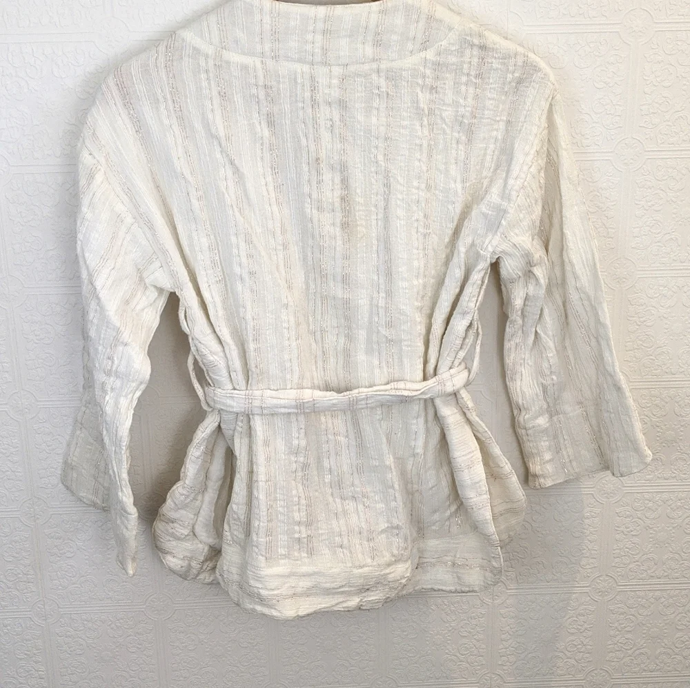 Anthropologie Cream Wrap Sweater - Picture 6 of 7